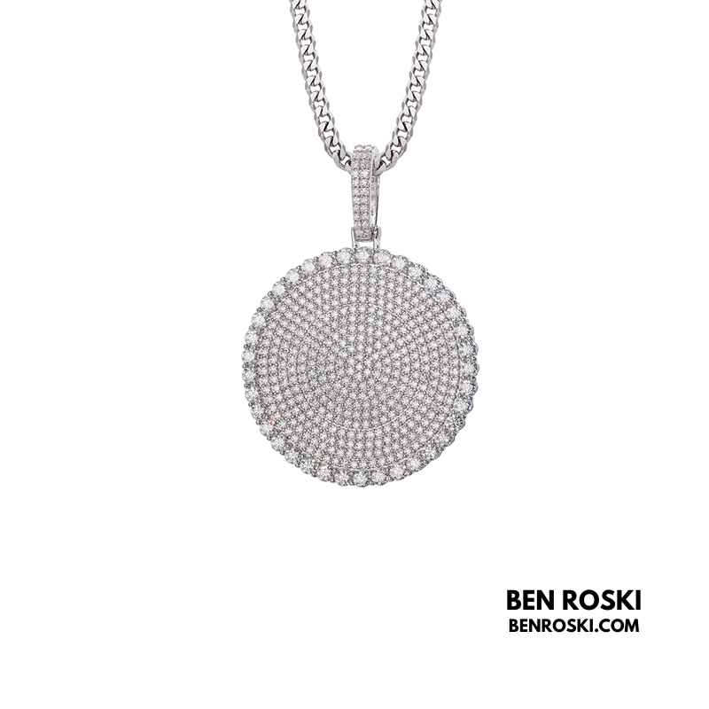 Round Cluster Moissanite Pendant Sterling Silver, Gold & Rose Gold | VVS Moissanite | GRA Certified