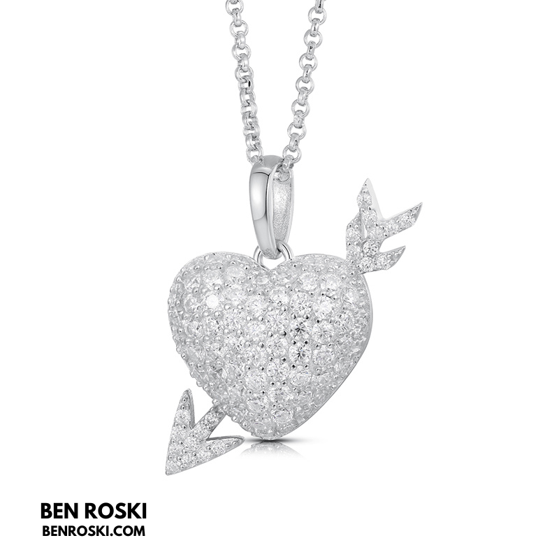 Heart Arrow Moissanite Pendant Sterling Silver, Gold & Rose Gold | VVS Moissanite | GRA Certified