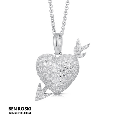 Heart Arrow Moissanite Pendant Sterling Silver, Gold & Rose Gold | VVS Moissanite | GRA Certified