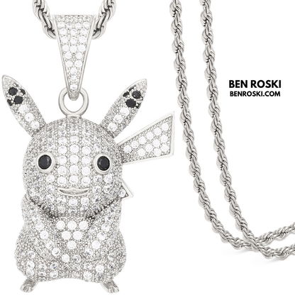 Iced-Out Pikachu Moissanite Pendant – Sterling Silver | Gold, Silver & Rose Gold | GRA Certified
