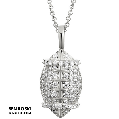 Moissanite Football Pendant Necklace Sterling Silver, Gold, or Rose Gold | VVS Moissanite | GRA Certified