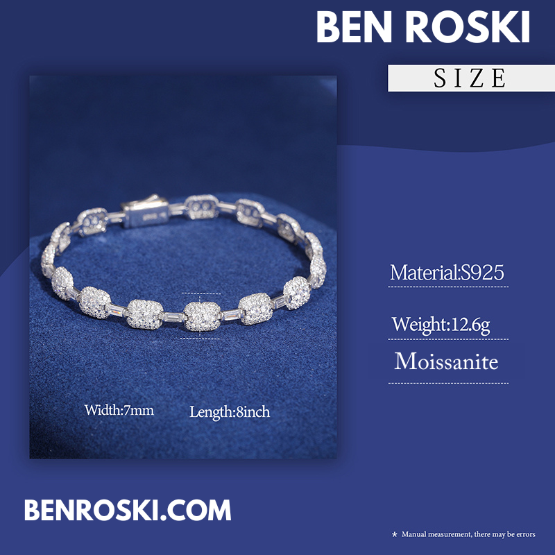 7MM Moissanite Bracelet Sterling Silver | GRA Certified | Gold & Rose Gold Plated