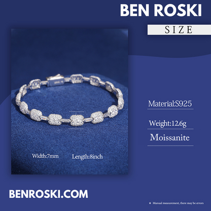 7MM Moissanite Bracelet Sterling Silver | GRA Certified | Gold & Rose Gold Plated