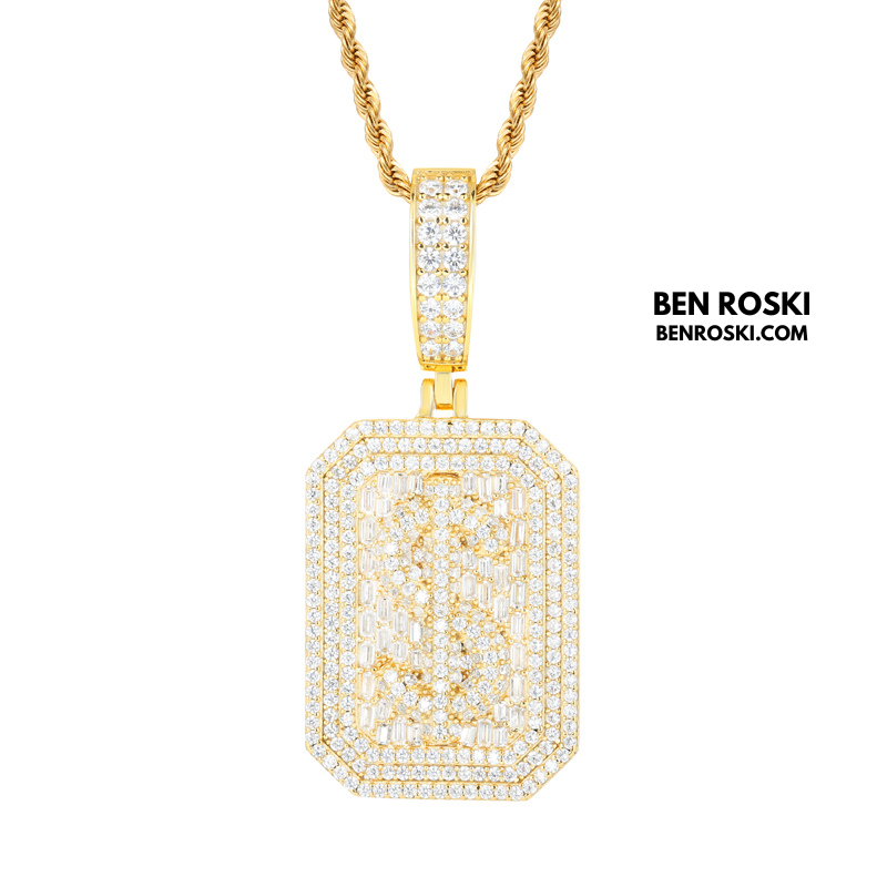 Iced-Out Dollar Sign Pendant sterling Silver or Gold Plated | VVS Moissanite | GRA Certified