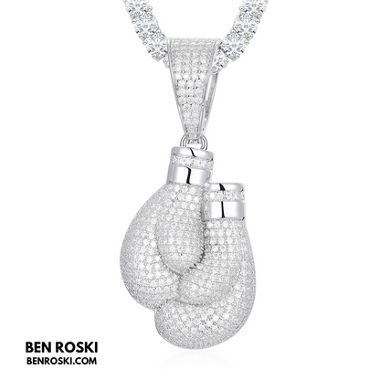 Boxing Gloves Pendant Sterling Silver, Gold & Rose Gold | VVS Moissanite | GRA Certified