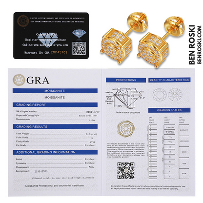 Round Cluster Stud Earrings Sterling Silver, Gold, or Rose Gold | VVS Moissanite | GRA Certified