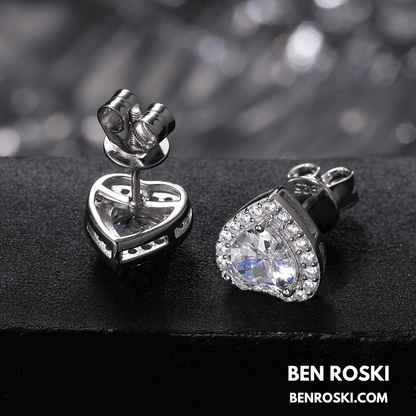 Heart Moissanite Stud Earrings Sterling Silver, Gold, or Rose Gold | VVS1 Moissanite | GRA Certified