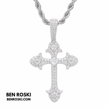 Moissanite Cross Pendant Sterling Silver, Gold & Rose Gold | VVS Moissanite | GRA Certified