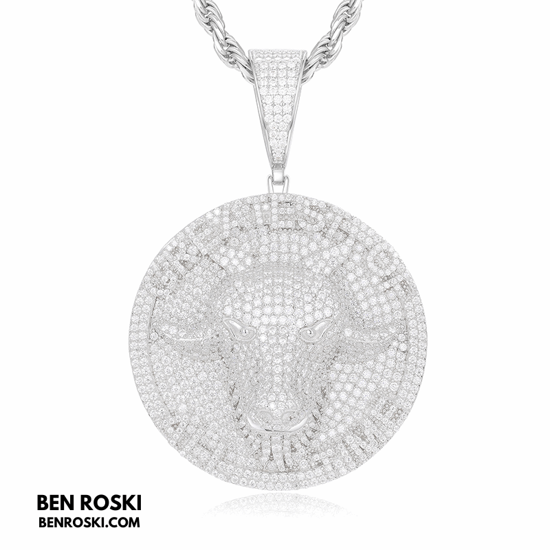 Bull Head Moissanite Pendant – 60MM Height | VVS1 Moissanite | GRA Certified