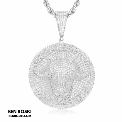 Bull Head Moissanite Pendant – 60MM Height | VVS1 Moissanite | GRA Certified