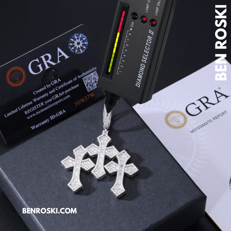 Triple Cross Moissanite Pendant – 69MM Height | VVS1 Moissanite | GRA Certified