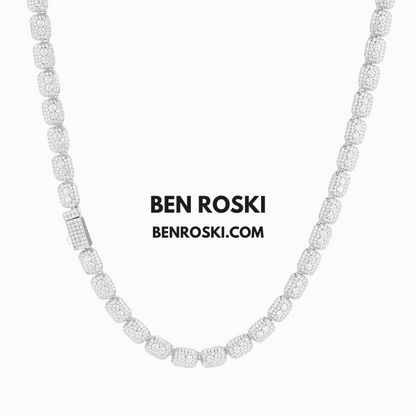 Cushion Link Moissanite Chain – 7MM Width | 22 Inch | 34.17g | GRA Certified