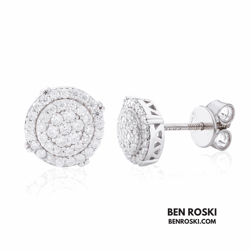 Round Cluster Stud Earrings Sterling Silver, Gold, or Rose Gold | VVS Moissanite | GRA Certified