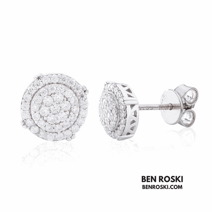 Round Cluster Stud Earrings Sterling Silver, Gold, or Rose Gold | VVS Moissanite | GRA Certified