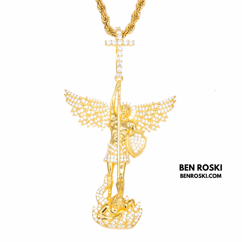 Archangel Michael Pendant – 77MM Height |  VVS1 Moissanite | GRA Certified