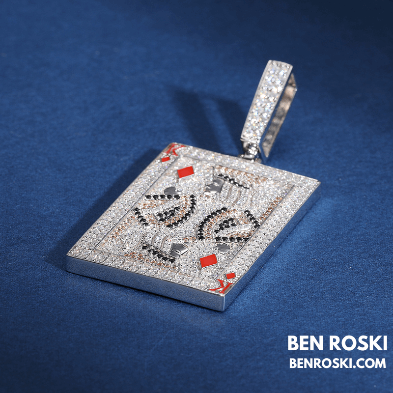 King of Diamonds Pendant – Playing Card Shape | VVS1 Moissanite | GRA Certified