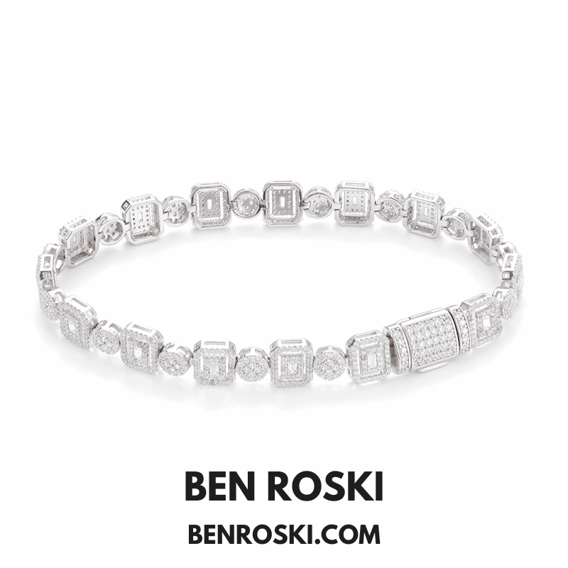 Square Cluster Link Bracelet – 8MM Width | VVS1 Moissanite | GRA Certified