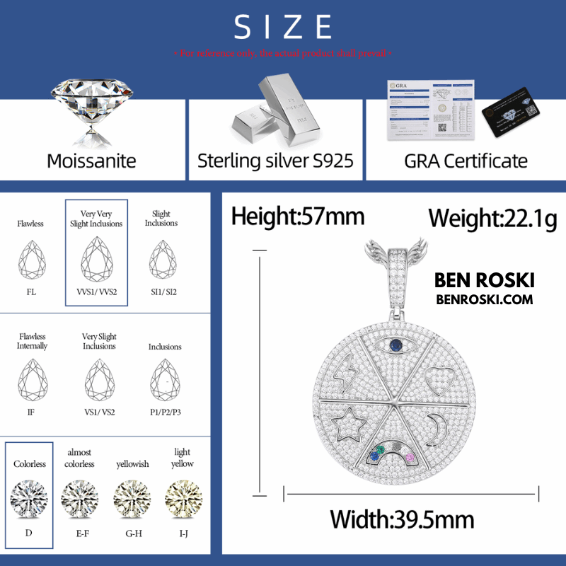 Celestial Round Pendant – 57MM Height | VVS1 Moissanite | GRA Certified