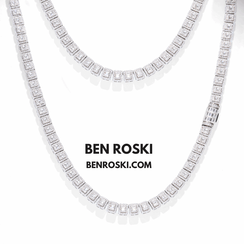 Square Cluster Moissanite Chain – 7MM Width | 20 Inch | 45.95g | GRA Certified