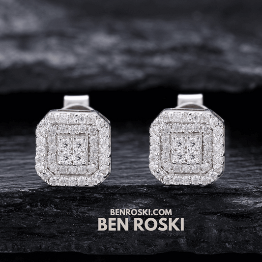 Square Halo Stud Earrings – 7MM | 1.49g | VVS1 Moissanite | GRA Certified