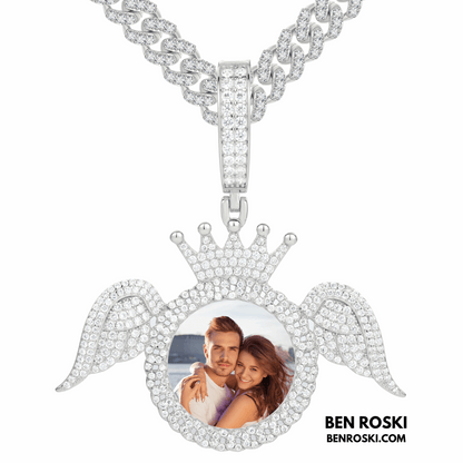 Angel Wings Custom Photo Pendant – 55MM Height | 12.24g | VVS1 Moissanite | GRA Certified