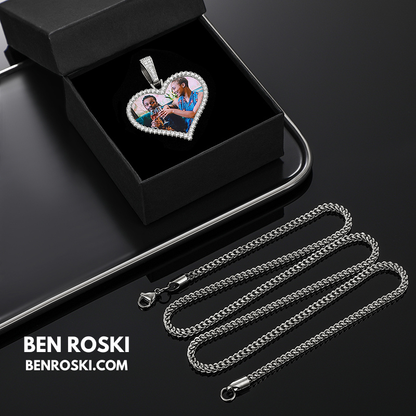 Custom Heart Photo Pendant Sterling Silver, Gold, or Rose Gold | vvs Moissanites | Personalized