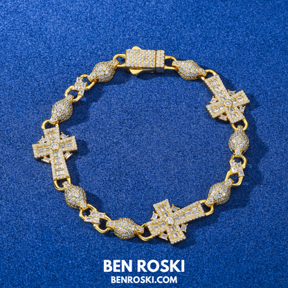 Moissanite Cross Link Bracelet Sterling Silver, Gold, or Rose Gold | VVS Moissanite | GRA Certified