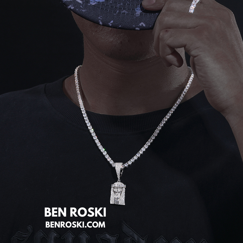 Jesus Face Moissanite Pendant Sterling Silver, Gold, or Rose Gold | VVS Moissanite | GRA Certified