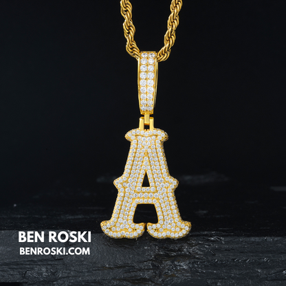 Iced-Out Moissanite Initial Pendant Sterling Silver | Gold, Silver & Rose Gold | VVS Moissanite | GRA Certified