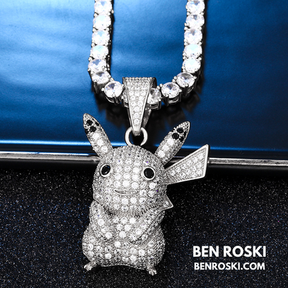 Iced-Out Pikachu Moissanite Pendant – Sterling Silver | Gold, Silver & Rose Gold | GRA Certified