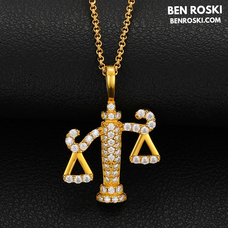 Scales of Justice Pendant Sterling Silver, Gold, or Rose Gold | VVS Moissanite | GRA Certified