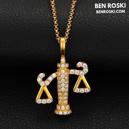 Scales of Justice Pendant Sterling Silver, Gold, or Rose Gold | VVS Moissanite | GRA Certified