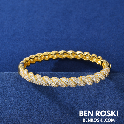 Baguette Moissanite Open Bangle Sterling Silver, Gold Plated & Rose Gold Plated over 925 Silver | GRA Certified