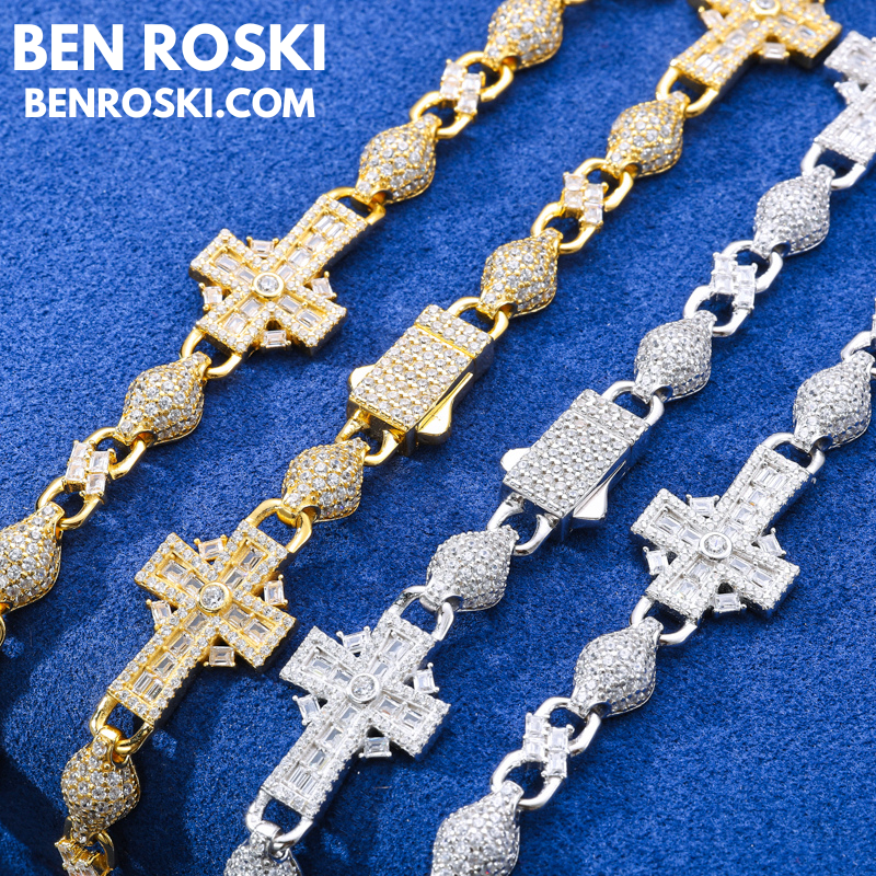 Cross Link Moissanite Necklace Sterling Silver, Gold & Rose Gold | GRA Certified