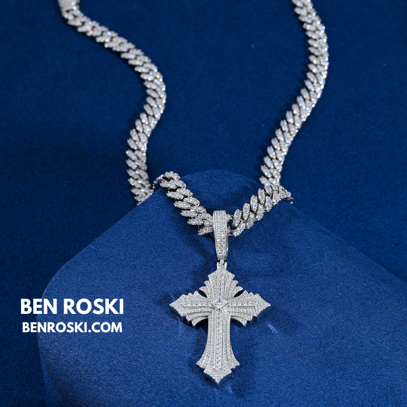 Moissanite Cross Pendant Sterling Silver, Gold, or Rose Gold | VVS Moissanite | GRA Certified