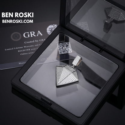 Diamond Shape Moissanite Pendant Sterling Silver, Gold / Rose Gold Plated | GRA Certified