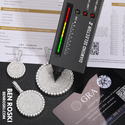 Round Cluster Moissanite Pendant Sterling Silver, Gold & Rose Gold | VVS Moissanite | GRA Certified