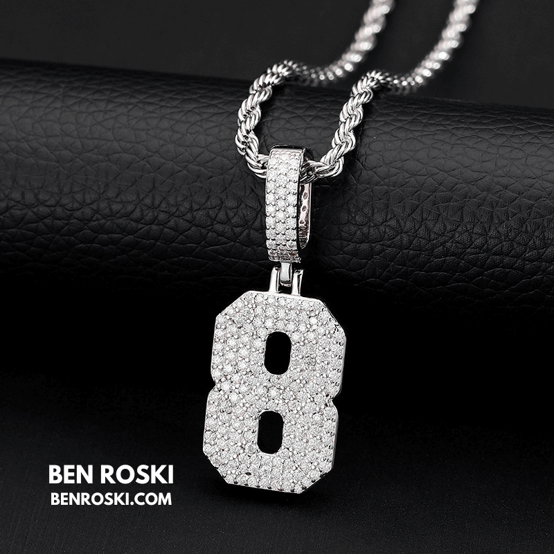 Custom Number Pendant Sterling Silver, Gold, or Rose Gold | VVS Moissanite | GRA Certified
