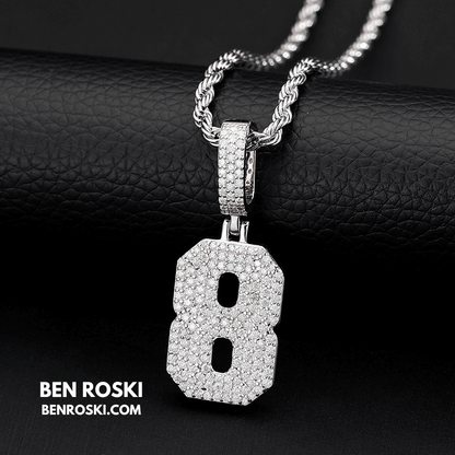 Custom Number Pendant Sterling Silver, Gold, or Rose Gold | VVS Moissanite | GRA Certified