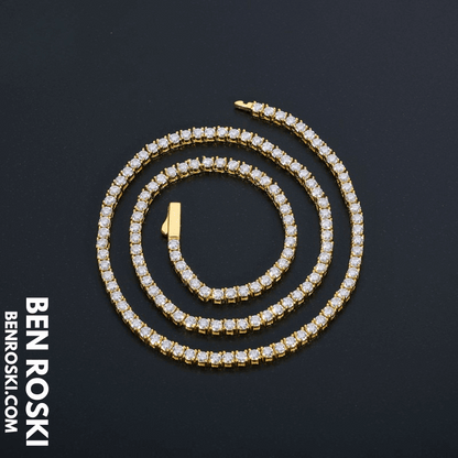 Moissanite Tennis Chain Necklace – 4MM Sterling Silver, Gold & Rose Gold | VVS1 Moissanite | GRA Certified