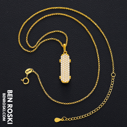 Skateboard Pendant Necklace Sterling Silver, Gold, or Rose Gold | VVS Moissanite | GRA Certified