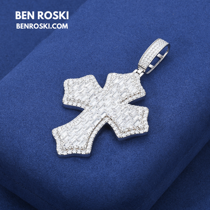 Moissanite Cross Pendant Sterling Silver or Gold & Rose Gold Plated | VVS Moissanite | GRA Certified