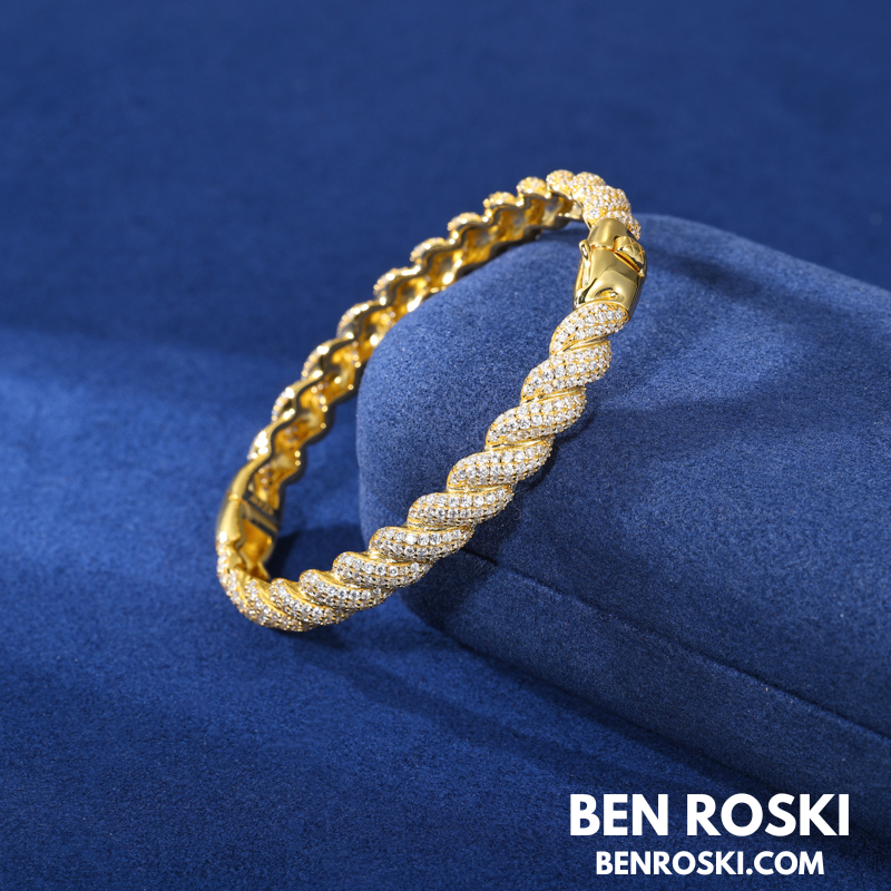 Baguette Moissanite Open Bangle Sterling Silver, Gold Plated & Rose Gold Plated over 925 Silver | GRA Certified