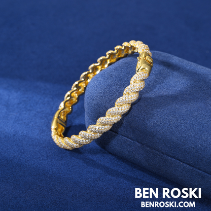 Baguette Moissanite Open Bangle Sterling Silver, Gold Plated & Rose Gold Plated over 925 Silver | GRA Certified