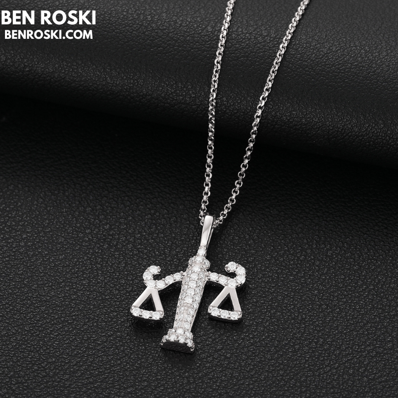 Scales of Justice Pendant Sterling Silver, Gold, or Rose Gold | VVS Moissanite | GRA Certified