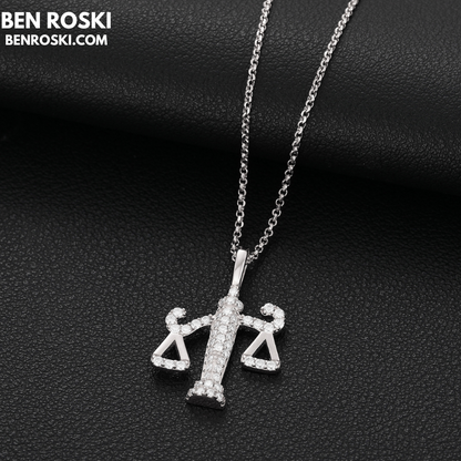 Scales of Justice Pendant Sterling Silver, Gold, or Rose Gold | VVS Moissanite | GRA Certified