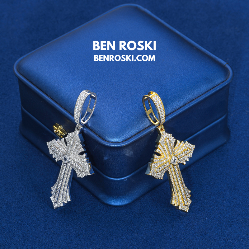 Moissanite Cross Pendant Sterling Silver, Gold, or Rose Gold | VVS Moissanite | GRA Certified