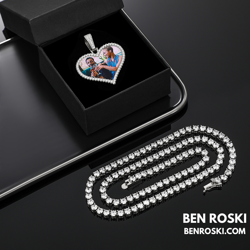 Custom Heart Photo Pendant Sterling Silver, Gold, or Rose Gold | vvs Moissanites | Personalized