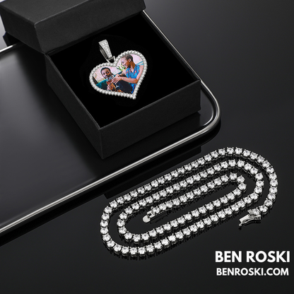 Custom Heart Photo Pendant Sterling Silver, Gold, or Rose Gold | vvs Moissanites | Personalized