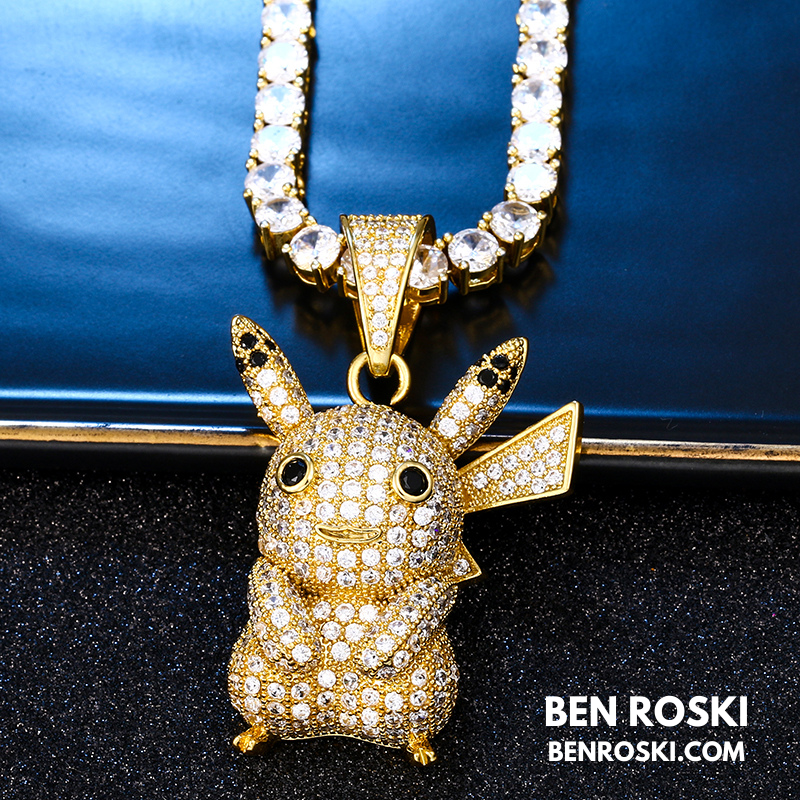 Iced-Out Pikachu Moissanite Pendant – Sterling Silver | Gold, Silver & Rose Gold | GRA Certified